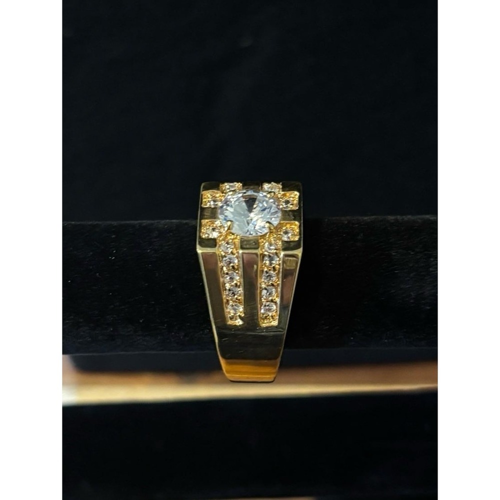 LIND 14K HGE Stamped Solitaire Ring with Simulated Diamond Size 12